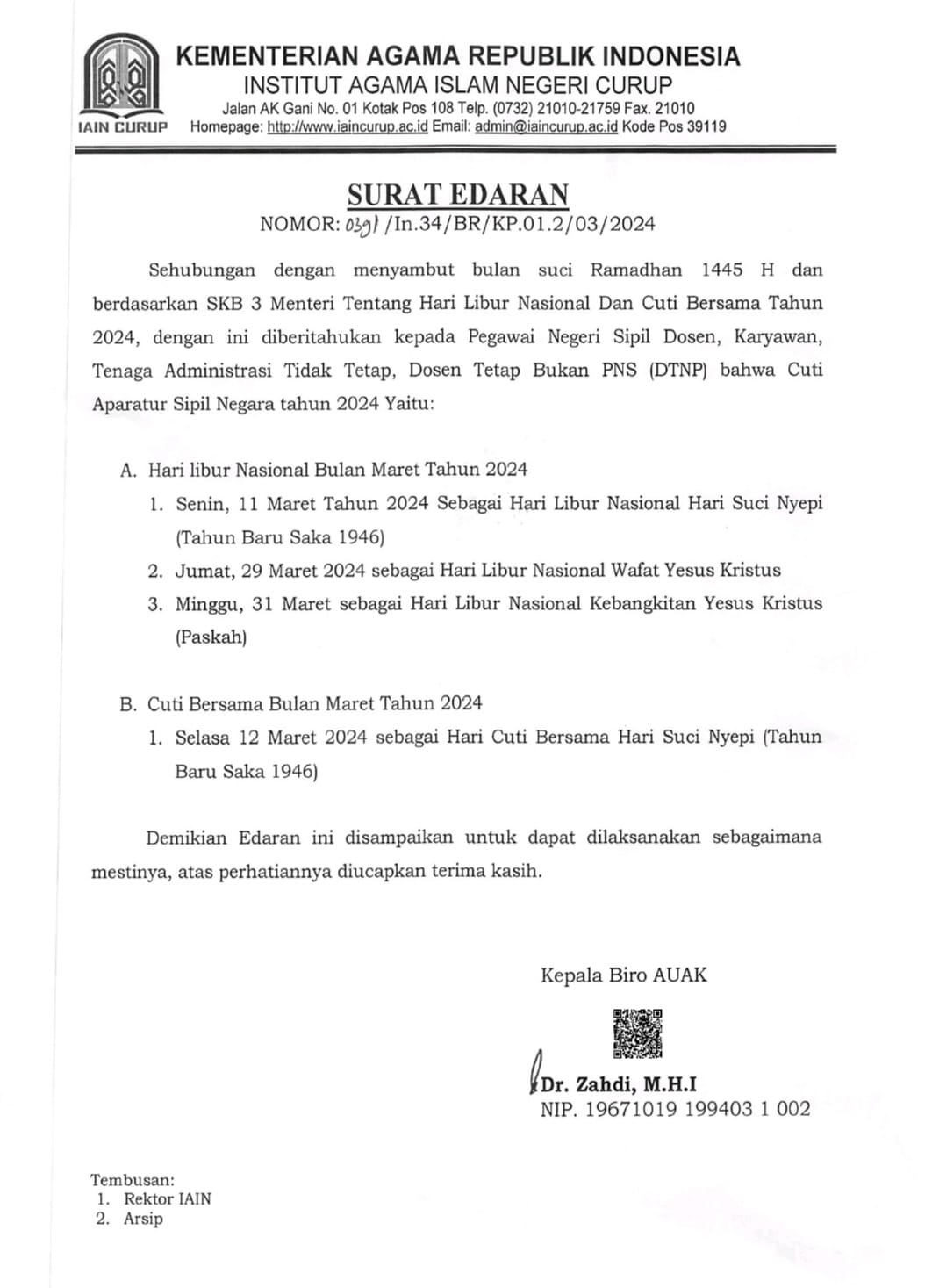 PENGUMUMAN!!! SURAT EDARAN LIBUR NASIONAL DAN CUTI BERSAMA