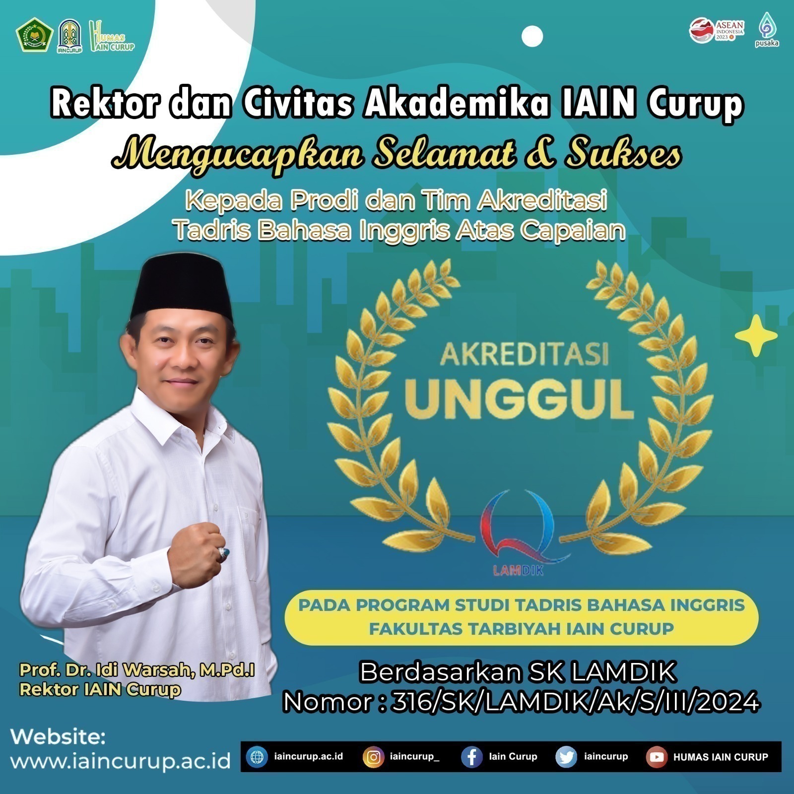 PRODI TADRIS BAHASA INGGRIS IAIN CURUP RAIH AKREDITASI UNGGUL