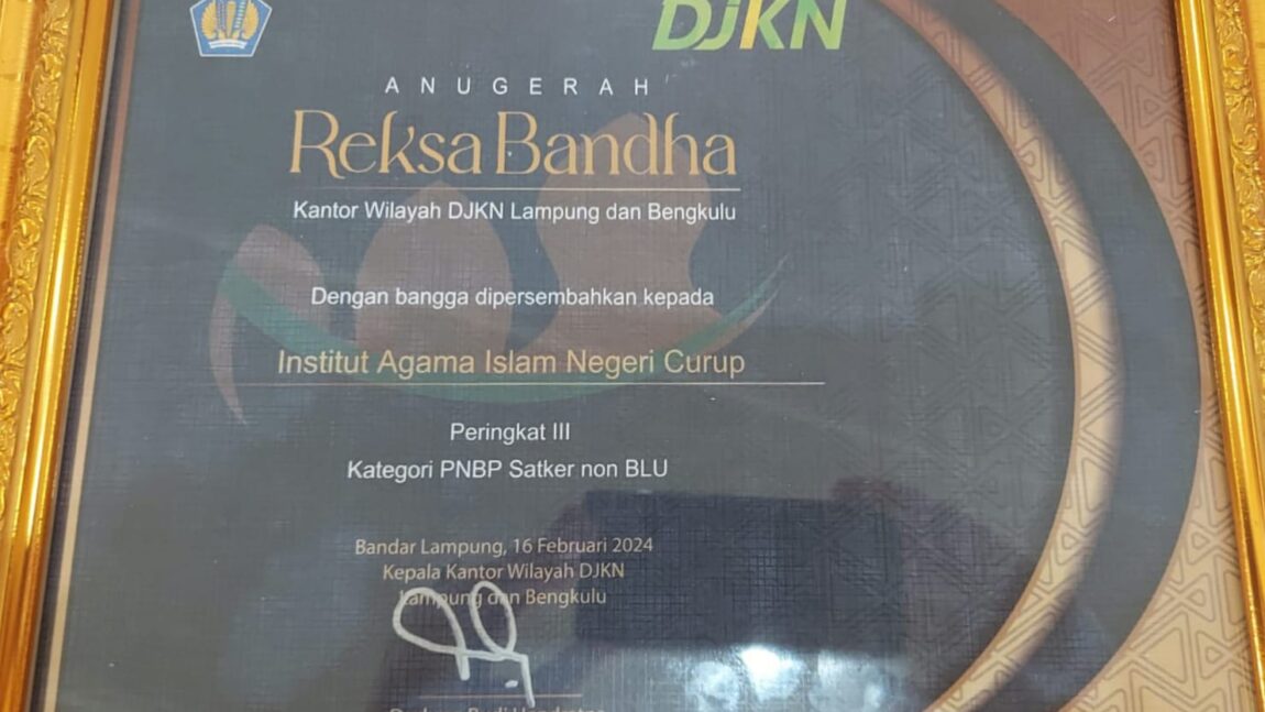 Anugerah Reksa Bandha, IAIN Curup Raih Peringkat III  Kategori Penerima PNBP Satker Non BLU