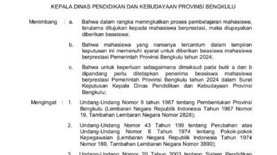 7 Mahasiswa IAIN Curup Lolos Beasiswa Berprestasi Pemerintah Provinsi Bengkulu Tahun 2024